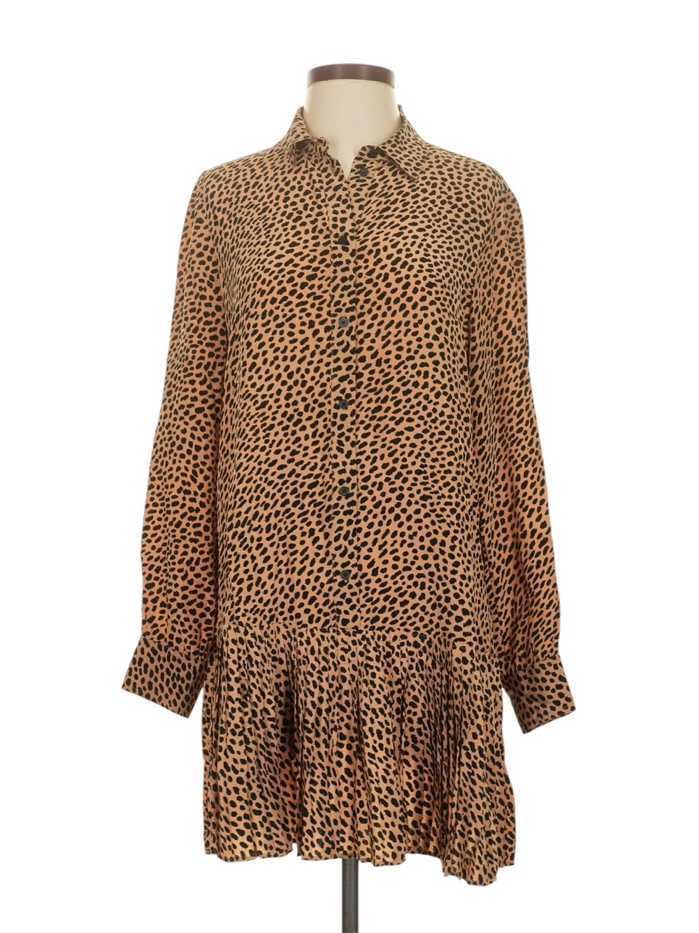 J. Crew Amelia Shirt Dress in Cheetah Print Size Small Black Tan Teacher Office